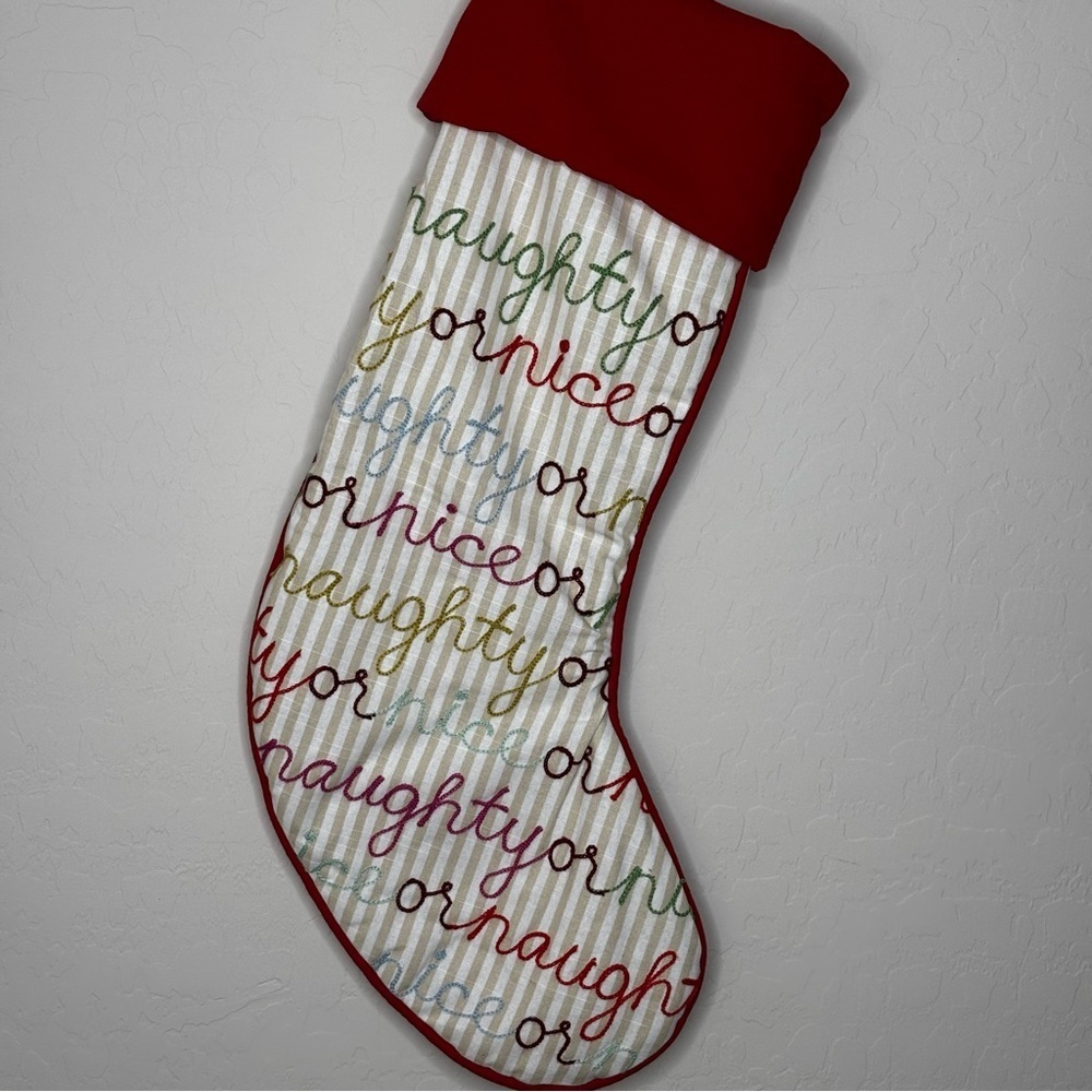 NEW Anthropologie Marlise Christmas Naughty or Nice Stocking NWT - Picture 3 of 10
